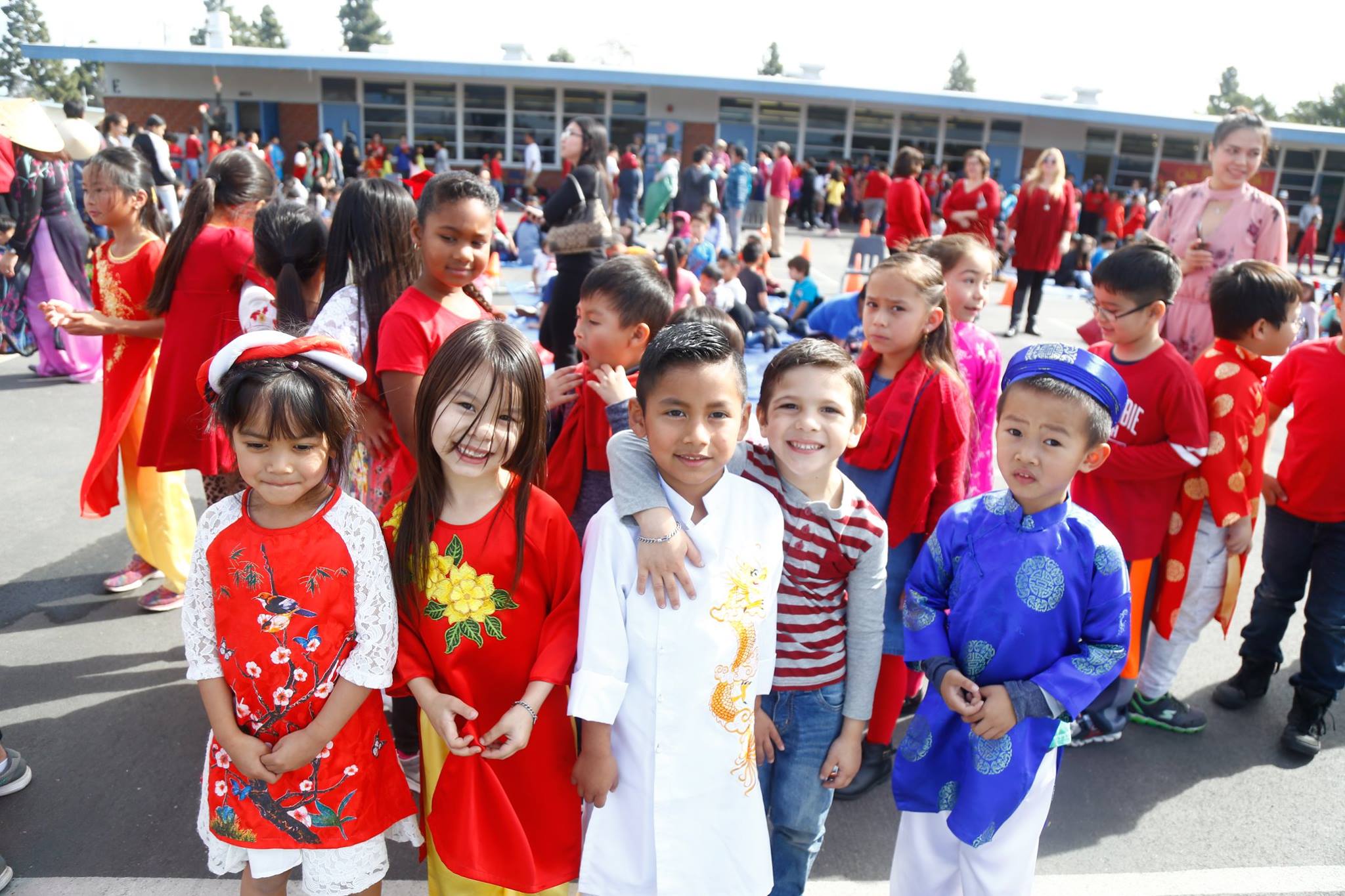 Students in Traditional Tet Dresses