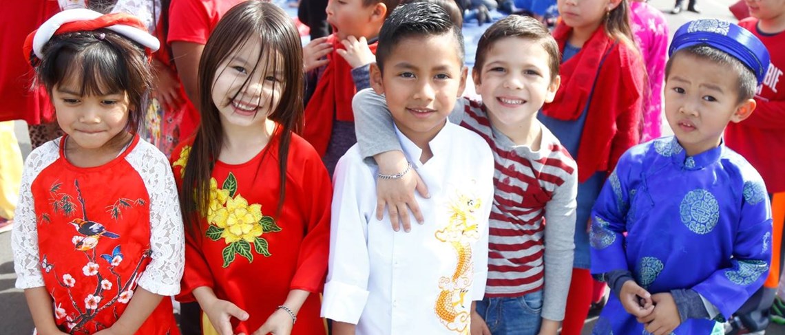 Students in Traditional Tet Dresses